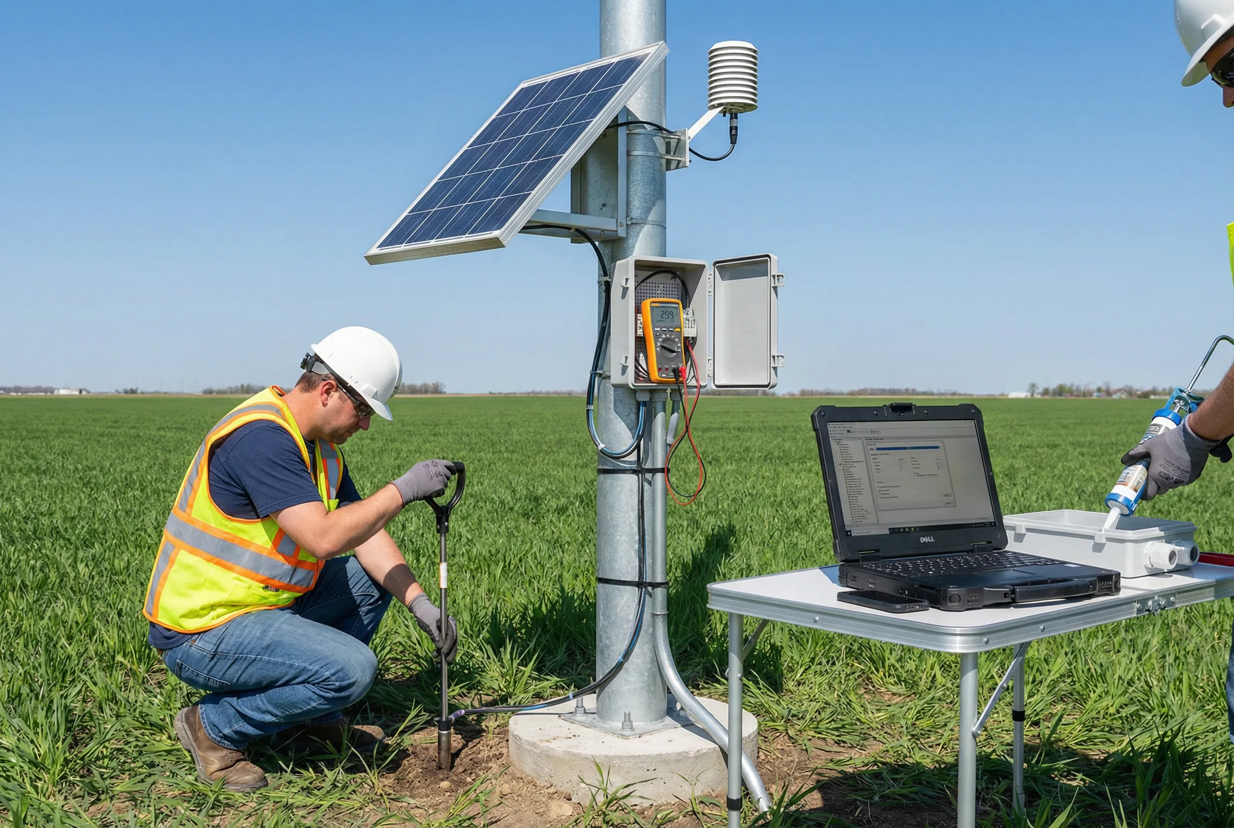 Professional Smart Agriculture Sensor Installation in Open Field