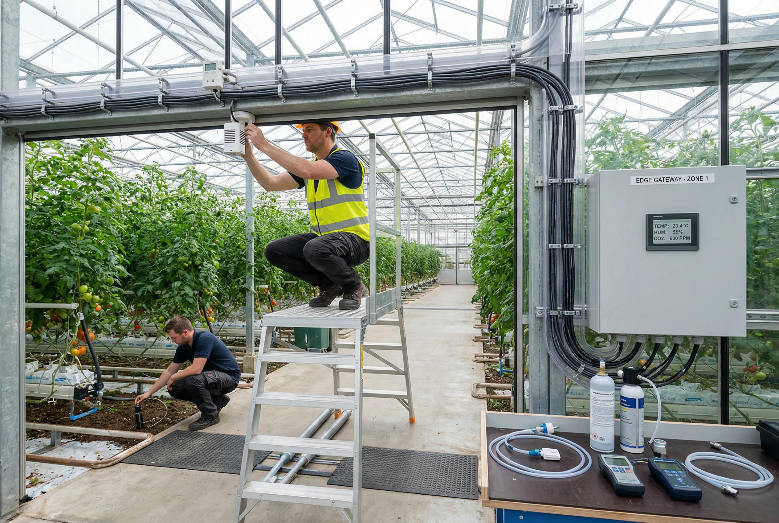 Professional Smart Agriculture Sensor Installation in Greenhouse