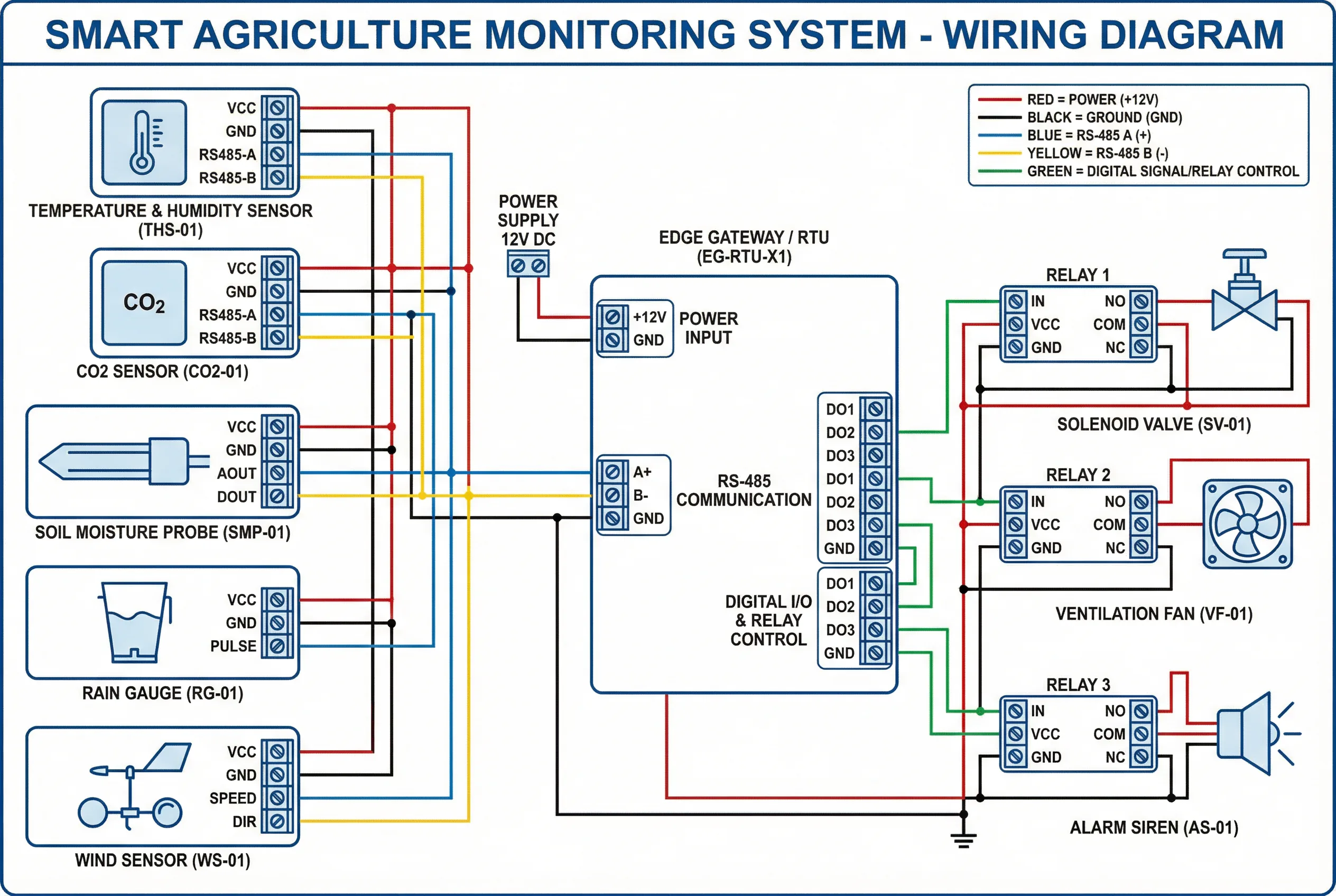 Smart Agriculture Monitoring System Device Wiring Diagram