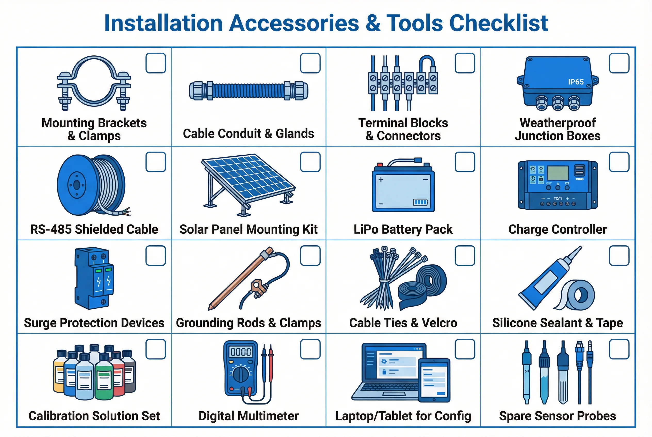 Installation Accessories and Tools Checklist for Smart Agriculture Monitoring